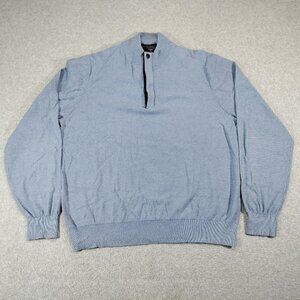 Maker & Co Sweater Mens XL Blue 1/4 Zip Long Sleeve Cotton Cashmere Blend Casual